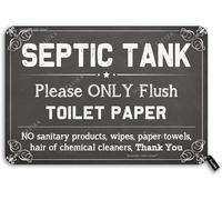 Panneau vintage en étain avec inscription « Septic Tank Please Only Flush Toilet Paper » - Aspect vintage - 20 x 30 cm - Décoration murale amusante pour la maison, les toilettes, la salle de bain, la