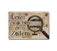Panneau vintage en métal avec texte en anglais « Read between Lines » | Plaque murale ronde de style vintage de 20,3 x 30,5 cm pour café, club, bar, bureau, maison, jardin, porte d'entrée