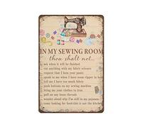 Panneau vintage en métal épais et durable, « In My Sewing Room Thou Shalt Not », affiche de couture, cadeau pour les amateurs de couture, décoration murale vintage, panneaux fantaisie pour la maison