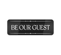 Panneau vintage en plastique acrylique avec symboles « Be Our Guest » - 22,9 x 7,6 cm - Autocollant pour restaurant, salon, hôtel, motel, toilettes publiques