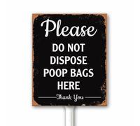 Panneau vintage « Please Do Not Disposez Poop Bags Here », « Do Not Throw Dog Poop Bag in The Trash », panneau « No Pet Waste », plaque en aluminium de 12 x 15 cm pour maison, cour, restaurant