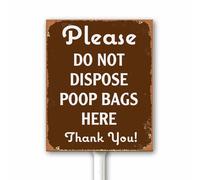 Panneau vintage « Please Do Not Disposez Poop Bags Here », panneau « No Pet Waste », « Do not Throw Dog Poop Bag in The Trash » - 18 x 22 cm - Plaque en aluminium pour maison, cour, restaurant
