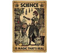 Panneau vintage Science is Magic That's Real Witch Life Halloween Witcher Halloween Poster Décoration murale en aluminium 20,3 x 30,5 cm