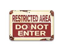 Panneau vintage « Warning Restricted Area Do Not Enter » - Décoration vintage pour salle de bain - 20,3 x 30,5 cm