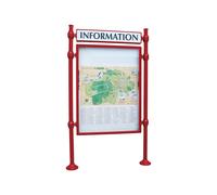 Panneau-vitrines d'information Agora RAL3004 - 1600x1200 - Module initial - Simple face - Bandeau-titre - PROCITY - 590311.3004