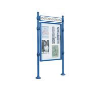 Panneau-vitrines d'information Boule RAL5010 - 1200x800 - Module initial - Double face - Bandeau-titre - PROCITY - 590512.5010
