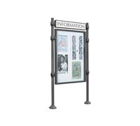 Panneau-vitrines d'information Inox brossé Aspect Corten - 1600x1200 - Module initial - Simple face - Bandeau-titre - PROCITY - 590319.S025
