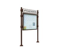 Panneau-vitrines d'information Inox brossé RAL8017 - 800x1200 - Module initial - Double face - Bandeau-titre - PROCITY - 590419.8017