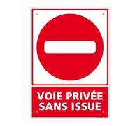 Panneau Voie Privée Sans Issue Pvc 1 Mm - 300 X 420 Mm Signalisation Rectangulaire Prépercée Avec Kit De Fixation Fabrication Française