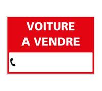 Panneau Voiture à Vendre avec Oeillets aux 4 coins - Rouge - Plastique rigide AKILUX 3,5mm - Dimensions 600x400 mm - Livré Avec Une Planche de Chiffres - Protection Anti-UV
