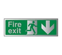 Panneau VSafety Fire Exit-Fire Exit Flèche vers Le Bas, 14002AX-R1ABRSH