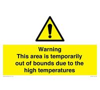 Panneau « Warning This area is temporarily out of bounds due to the high temperature » - 300 x 200 mm - A.
