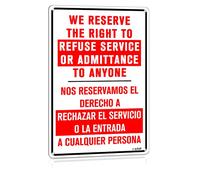 Panneau « Warning We Reserve The Right To Refuse Service », « Walls Fence Posts And Door Visitor Notice » - 20,3 x 30,5 cm