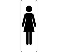 Panneau WC Femme vertical adhésif PVC ou alu brossé - 250 x 80 mm - Blanc