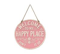 Panneau Welcome To My Happy Place Don't Ruin It, Installation Facile, 30 X 30 X 5 Cm, Décoration Murale Notre Happy Place, Panneau De Chambre Sur Le Thème De L'appartement, Trous Pré-percés, Pour La D