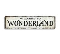 Panneau « Welcome to Wonderland » pour décoration de chambre à coucher, panneau d'horreur de 40,6 x 10,2 cm pour dortoir, chambre d'adolescent, décoration de chambre de sorcière, décoration de chambre