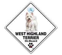 Panneau West Highland Terrier On Board, panneau de voiture Westie on Board, panneau de chien à bord, panneau bébé à bord, panneau pour chien 14 cm x 14 cm x 2 cm