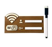 Panneau WiFi - 22 x 10 cm en bois pour invités avec marqueur | Panneau manuscrit avec marqueur | Tableau réseau sans fil effaçable réutilisable | Décoration murale adhésive pour entreprise