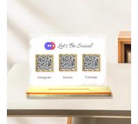 Panneau WiFi, Panneau d'affichage personnalisé avec 3 codes QR for entreprises, 16,5 x 22,9 cm, en acrylique creux, compatible Wi-Fi et réseaux sociaux