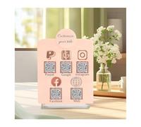 Panneau WiFi, Panneau en acrylique transparent dépoli avec code QR for réseaux sociaux, 30 x 38 cm (12 15 pouces), 3D, multi-scan for payer