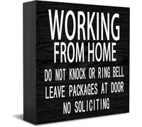 Panneau « Working From Home » - Décoration d'intérieur - Idée cadeau rustique - Panneau en bois - Pour bureau, étagère, décoration de chambre de ferme - 12,7 x 12,7 cm