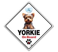 Panneau Yorkie On Board, panneau de voiture Yorkshire Terrier, panneau chien à bord, panneau chien en transit, panneau bébé en fourrure, 14 cm x 14 cm x 2 cm