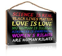 Panneaux à suspendre pour décoration d'intérieur Science Is Real Black Lives Matter Blm Love Arc-en-ciel Panneau en bois amusant pour salle de bain (15 x 28 cm)