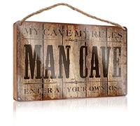 Panneaux à suspendre pour décoration d'intérieur Wrning Enter At Your Own Risk, panneau en bois amusant pour salle de bain (23 x 35 cm)