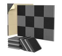 Panneaux Acoustiques 12/24Pcs Self-Adhesive Studio Acoustic Foam Panels High Density Soundproof Wall for Gaming Room Home 30x30x2.5cm(Black and Gray,12pcs)