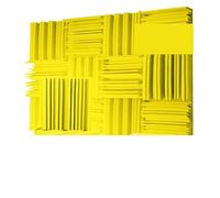 Panneaux Acoustiques 12 Pack Noise Absorption Foam Wall Panel Soundproof Studio Recording Drum Room Sound Isolation Treatment Padding(Yellow,25x25x5cm,High Density)
