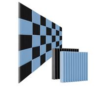 Panneaux Acoustiques 50Pcs Studio Acoustic Foam Panel Soundproof Wall Noise Protective Sound Absorption Treatment Room 12" X12"X1"(Black Sky Blue)