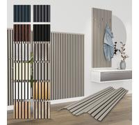 HEXIM Panneaux Acoustiques 138,5x60cm - Paroi à Lamelles Flexible Bois MDF Panneaux Muraux Revêtement à Lamelles Revêtement Mural (1 panneau / 0,83 m² Sandgrey - APH02)
