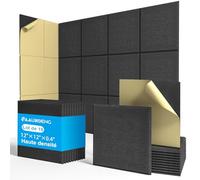 Panneaux Acoustiques Autoadhésifs 30x30cm • 18 Premium Panneaux Anti-Bruit 9mm • Kit Complet pour Studio Podcast/Home Cinéma/Salle de Streaming • Absorption Acoustique Immédiate (1,68m²)