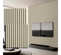 Panneaux Acoustiques En Bois，Lot de 2 Panneaux Muraux en MDF，Panneau Mural avec Placage en Bois et Feutre，Revêtement Mural 3D，Mur à Lamelles avec Isolation Phonique，60x60 CM，Chêne Clair