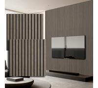 Panneaux Acoustiques En Bois，Lot de 2 Panneaux Muraux en MDF，Panneau Mural avec Placage en Bois et Feutre，Revêtement Mural 3D，Mur à Lamelles avec Isolation Phonique，60x60 CM，Noyer