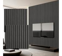 Panneaux Acoustiques En Bois，Lot de 2 Panneaux Muraux en MDF，Panneau Mural avec Placage en Bois et Feutre，Revêtement Mural 3D，Mur à Lamelles avec Isolation Phonique，60x60 CM，Noyer Noir