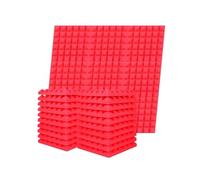 Panneaux acoustiques en mousse Pyramide rouge 30x30x5cm Mousse acoustique Insonorisante Absorption Isolation Traitement Studio Pad Panneaux muraux Insonorisants 12/24Pcs(24PCS)