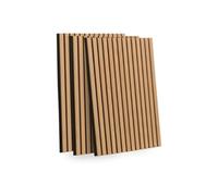 IDMarket - Panneaux acoustiques en tasseaux de Bois 250 x 60 cm Effet chêne Clair et Noir