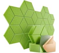 Panneaux acoustiques hexagonaux Panneau de feutre en mousse auto-adhésif insonorisant doublé Y for absorber le bruit et éliminer les échos décoratifs Pour domestique(Green,8 PCS)