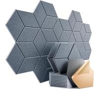 Panneaux acoustiques hexagonaux Panneau de feutre en mousse auto-adhésif insonorisant doublé Y for absorber le bruit et éliminer les échos décoratifs Pour domestique(Dark gray,12 PCS)