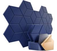 Panneaux acoustiques hexagonaux Panneau de feutre en mousse insonorisant auto-adhésif avec revêtement Y for absorber le bruit et éliminer les échos Pour domestique(Dark blue,4 PCS)