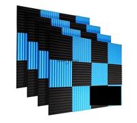 Panneaux Acoustiques Lot de 48 panneaux acoustiques en mousse 30 x 2,5 cm, for studio, isolation phonique, muraux(24Black 24Blue)