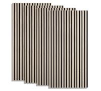 Panneaux acoustiques Muraux 60 x 120 cm Gris Clair | Bois | Set de 4 | Lattes 3D