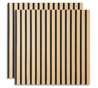 Panneaux acoustiques Muraux 60 x 60 cm Chêne Naturel | Bois | Set de 2 | Lattes 3D