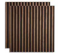 Panneaux acoustiques Muraux 60 x 60 cm Noyer Brun | Bois | Set de 2 | Lattes 3D