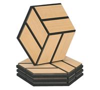 Panneaux acoustiques Muraux Hexagone Nid d'abeille 30 x 26 cm Chêne Naturel | Bois | Set de 4 | 3D