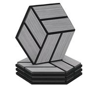 Panneaux acoustiques Muraux Hexagone Nid d'abeille 30 x 26 cm Gris Bois Set de 4 3D