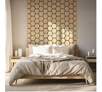 Panneaux acoustiques Muraux Hexagone Nid d'abeille 76 x 62 cm Chêne Naturel | Bois | Set de 8 | 3D