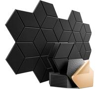 Panneaux Acoustiques Panneau de feutre en mousse auto-adhésif insonorisant doublé en Y for absorber le bruit et éliminer les échos décoratifs(Black,8 PCS)