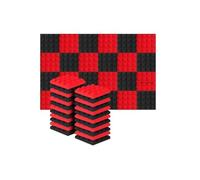 Panneaux Acoustiques Panneaux de traitement studio insonorisés | studio d'absorption acoustique d'isolation phonique de 25x25x5cm(12Black12Red)